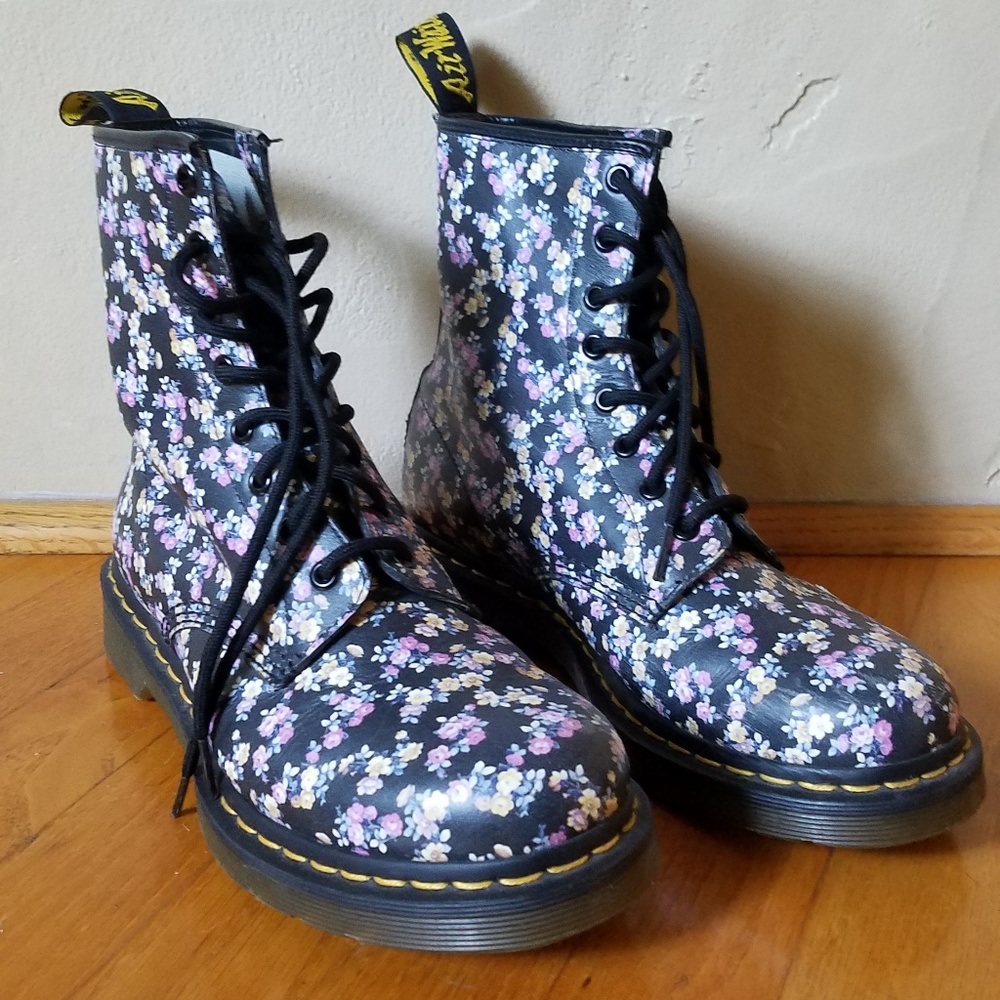 Floral Doc Marten Boots (Leather)